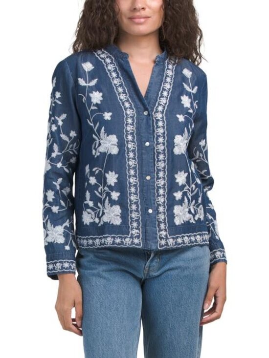 Nanette Lepore for Keds Tops - NANETTE LEPORE All Over Tencel Embroidered Top